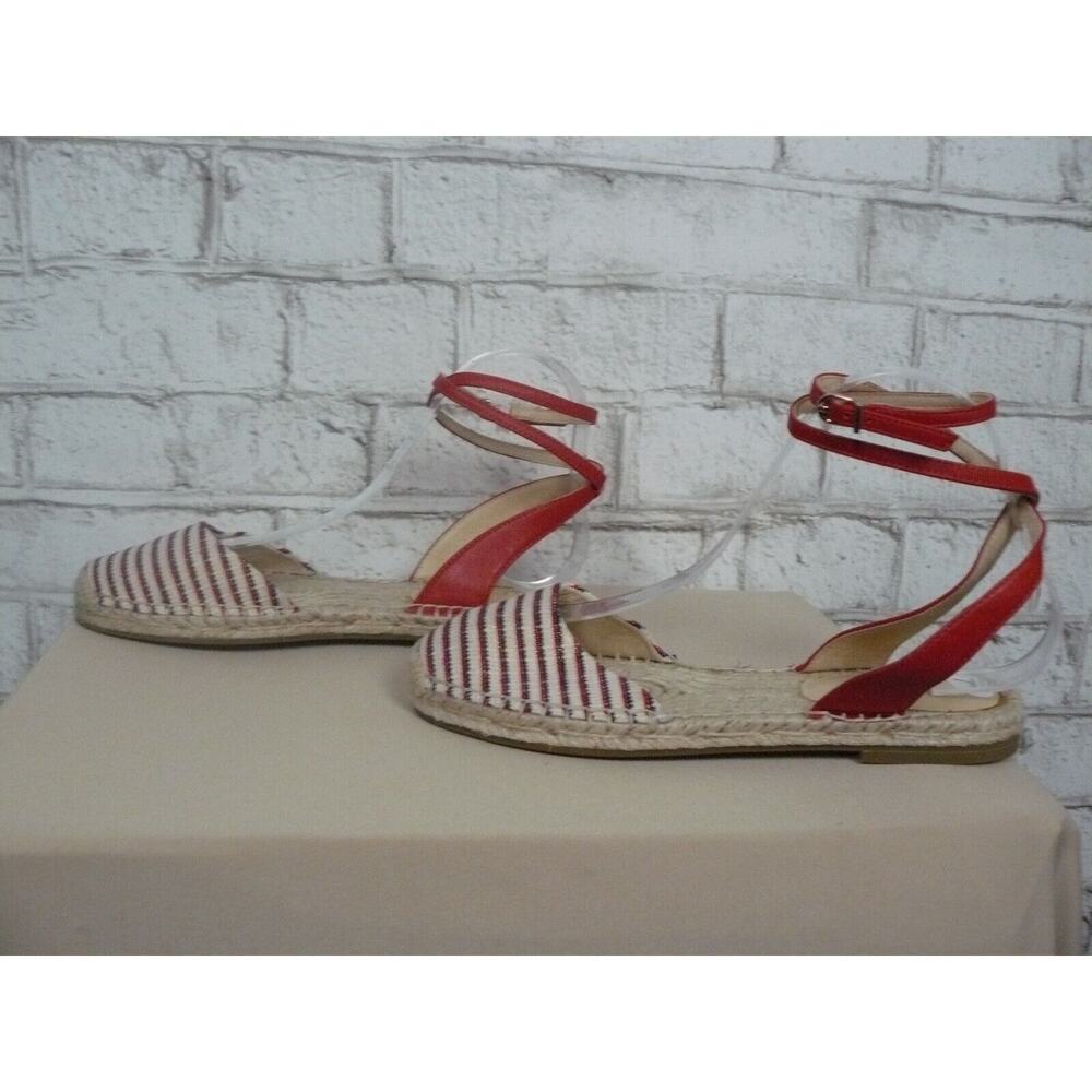 Joie Red White & Blue Calo Espadrille Strappy Sandal Gold Lurex 7 NEW